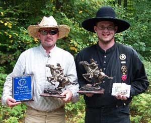 Two members of the Walnut Hill Gang: Splinter Jack from Maine - Top Gun at Heluva Rukus, 2007 SASS NY State Championships and Cartwheel - 2007 SASS NY State Champion. They both shoot guns built by Cowboy Gunworks.