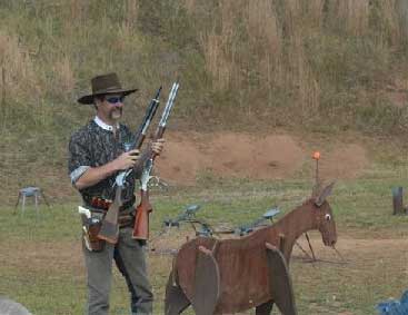 Jimmy Spurs staging his guns during the Top Gun Shootoff at the 2007 SASS North East Regional at Thurmont, MD.