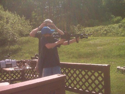 'Big E' shooting a Rock River 9mm that Jimmy built for a customer.