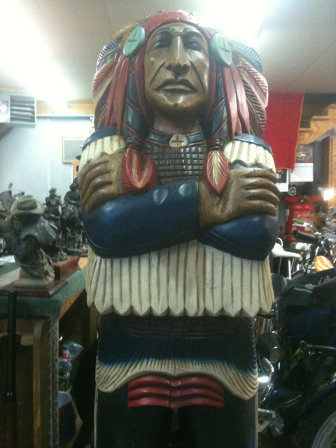 Cigar Indian in Jimmy's workshop.' width=