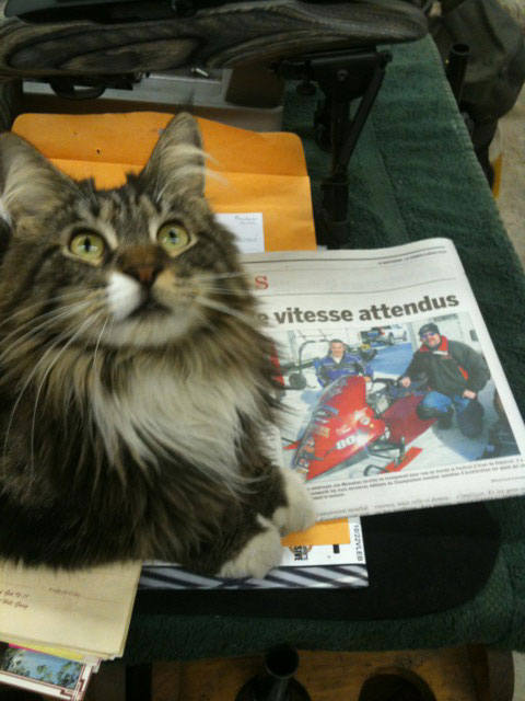 Kaylee on article about Jimmy winning Canadian championship in Quebec.