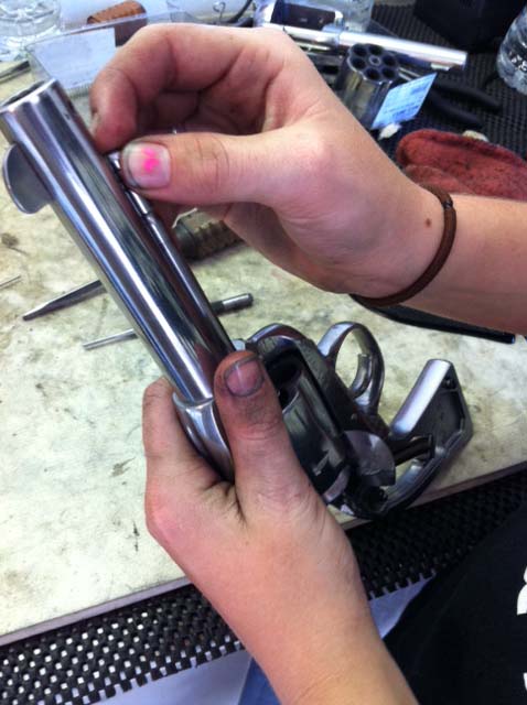 Little Ruby cleaning guns ...